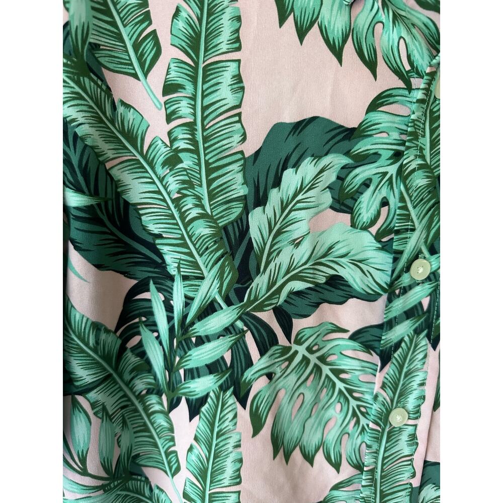 Cotton & Co Summer Palm Leaves Pink and Green Button up shirt, size mens Medium - Picture 2 of 6